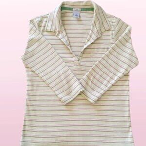 Old Navy Women's Casual Collared Shirt, Sz. Medium, Green Striped